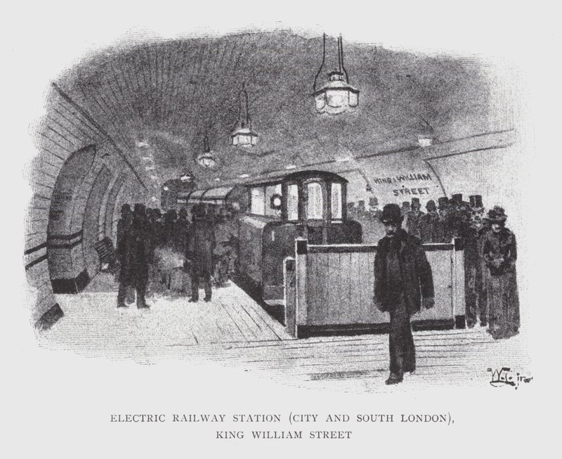 Elektrischer Bahnhof, City und South London, King William Street von William Luker