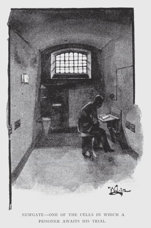 Newgate, eine der Zellen, in der ein Gefangener auf seinen Prozess wartet von William Luker