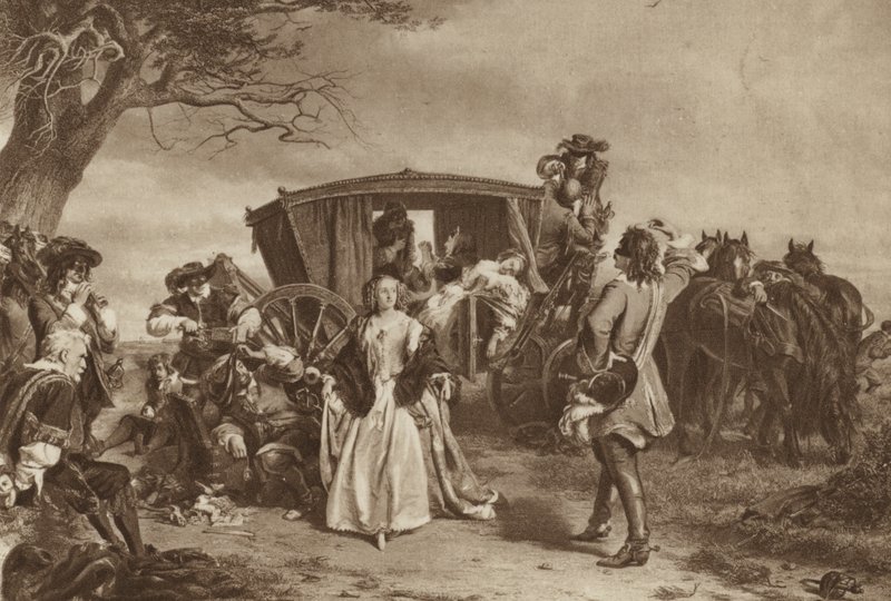 Familie von französischem Straßenräuber Claude Duval aufgehalten von William Powell (after) Frith