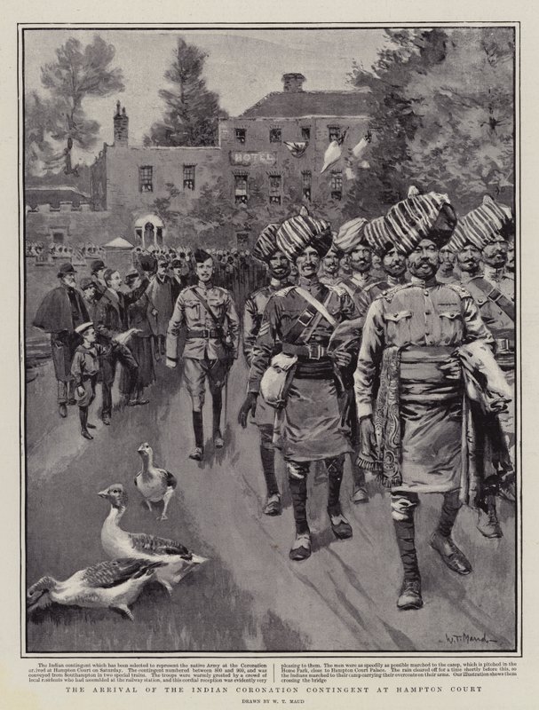 Die Ankunft des indischen Krönungskontingents in Hampton Court von William T. Maud