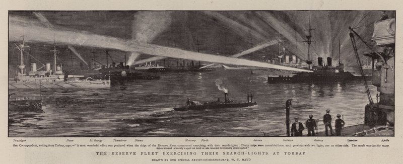 Die Reserveflotte übt ihre Suchscheinwerfer in Torbay von William T. Maud