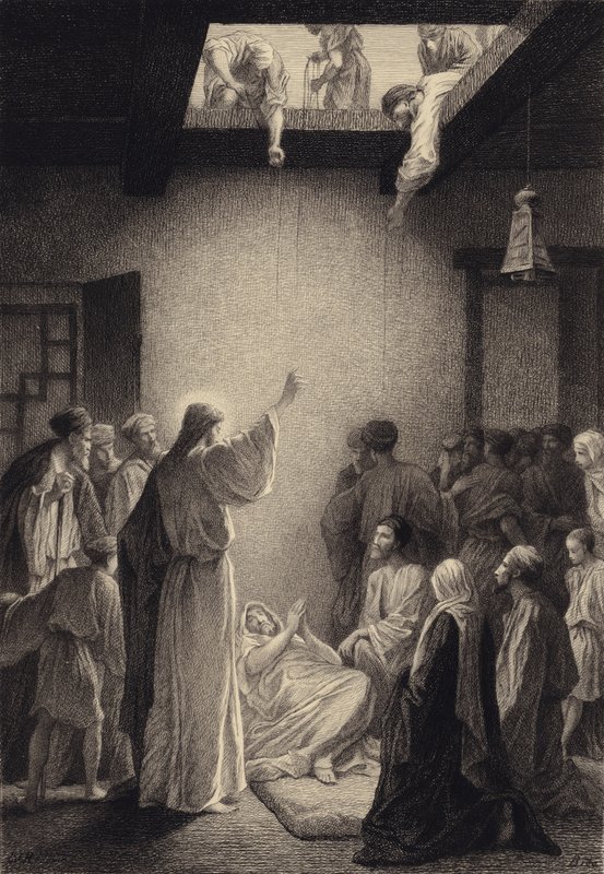 Christus heilt den Gelähmten von after Albert Robida