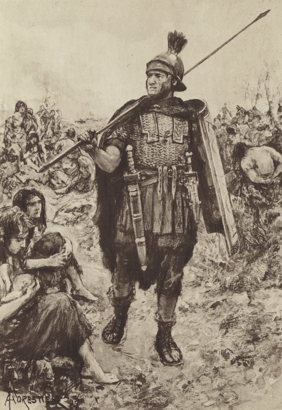 Ein Legionär bewacht Gefangene im Feld von after Amedee Forestier