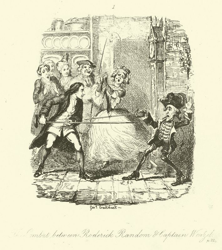 Illustration für Roderick Random von Tobias Smollett von after George Cruikshank