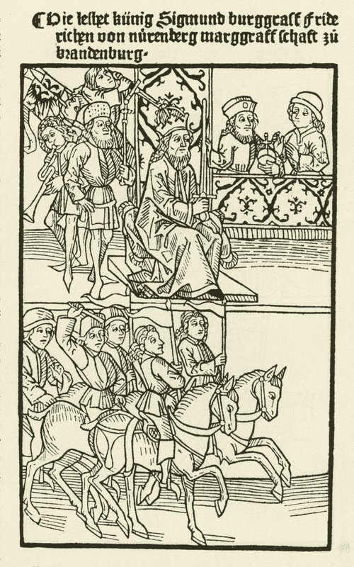 Investitur von Friedrich I. aus dem Haus Hohenzollern als Markgraf von Brandenburg, 1415 von after German School