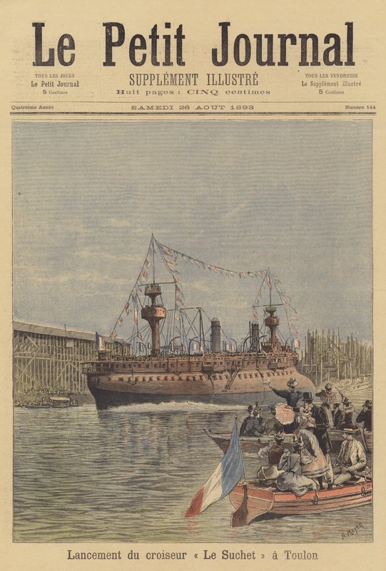 Stapellauf des Kreuzers Le Suchet in Toulon von after Henri Meyer