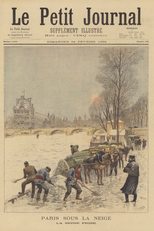 Paris unter dem Schnee. Der gefrorene Fluss Seine von after Henri Meyer