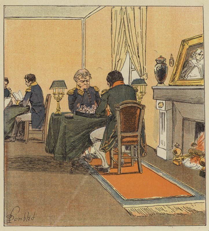 Der Kaiser spielt Schach mit dem Großmarschall von after Louis Charles Bombled