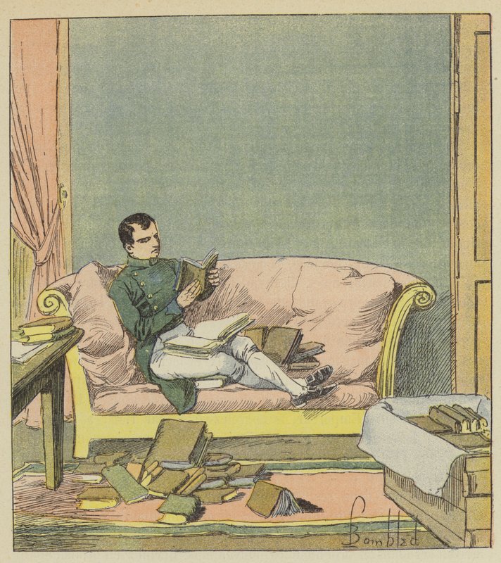 Napoleon durchsucht die Bücher, die ihm gerade geschickt wurden von after Louis Charles Bombled