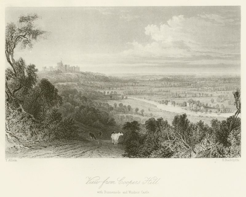 Blick von Coopers Hill, mit Runnemede und Windsor Castle von after Thomas Allom