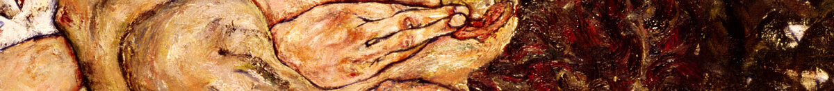 Die Umarmung, 1917 (Egon Schiele), Detail: Umklammernde Hand am Rücken