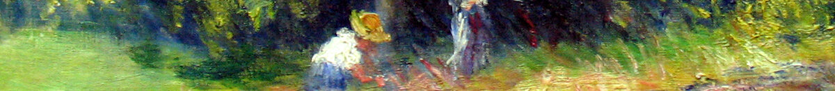 Blühender Kastanienbaum (Pierre-Auguste Renoir), Detail: Figuren mit Strohhüten unter dem Baum