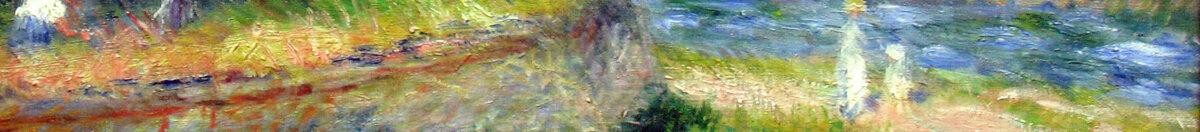 Blühender Kastanienbaum (Pierre-Auguste Renoir), Detail: Spaziergänger am Flussufer