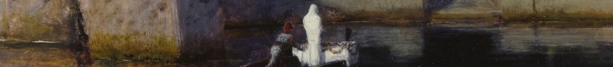 Die Toteninsel (Arnold Böcklin), Detail: Weiße Gestalt im Boot