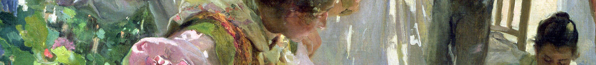 Das Segel flicken, 1896 (Joaquín Sorolla), Detail: Näherinnen mit rosa Bluse