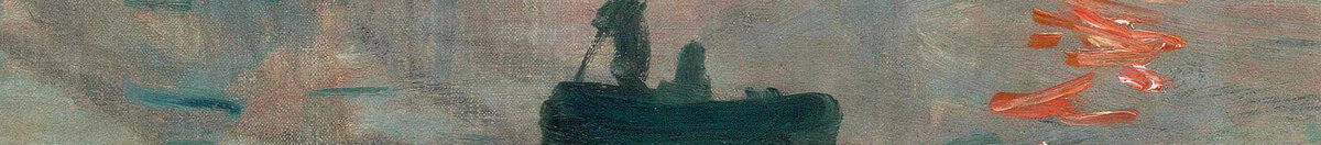 Impression, Sonnenaufgang, 1872 (Claude Monet), Detail: Ruderboot mit Figuren