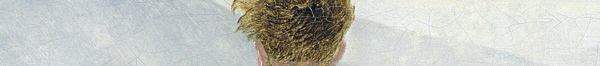 Der Wanderer über dem Nebelmeer (Caspar David Friedrich), Detail: Kopf und Schultern des Wanderers