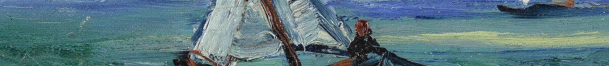 Meereslandschaft bei Les Saintes-Maries-de-la-Mer (Vincent van Gogh), Detail: Fischerboot mit weißen Segeln