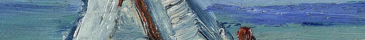Meereslandschaft bei Les Saintes-Maries-de-la-Mer (Vincent van Gogh), Detail: Fischerboot mit Segeln