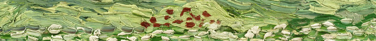 Weizenfeld unter Gewitterwolken, 1890 (Vincent van Gogh), Detail: Rote Blüten im Weizenfeld