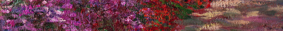 Ein Weg in Monets Garten, Giverny, 1902 (Claude Monet), Detail: Violette Blütenbeete links