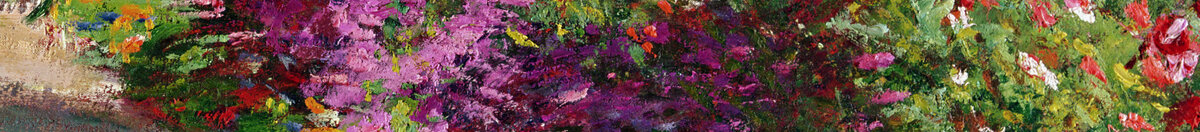Ein Weg in Monets Garten, Giverny, 1902 (Claude Monet), Detail: Rosa Blütenrand rechts