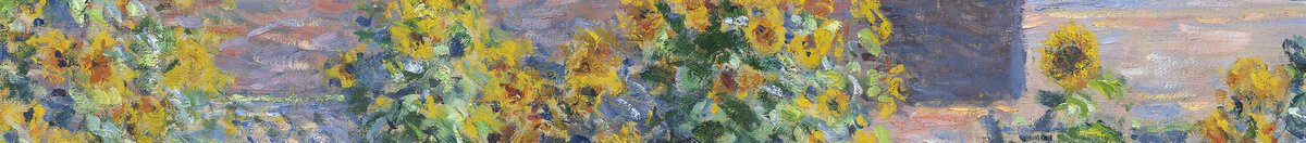 Der Garten des Künstlers in Vétheuil, 1880 (Claude Monet), Detail: Sonnenblumen vor blauem Himmel