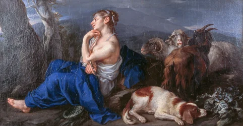 Erminia schreibt den Namen ihres Geliebten auf einen Baumstamm, von Francesco Fernandi, bekannt als der Imperiali