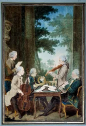 Herren Duport, Vachon, Rodolphe, Provers und Vernier Porträt einer Gruppe von Musikern während eines Konzerts