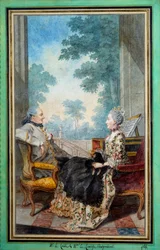 Monsieur und Madame Despourdons (Aquarell von Louis Carrogis Carmontelle, 1766) Paris, Musee Carnavalet