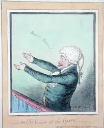 Ein alter Encore in der Oper! geätzt von James Gillray (1756-1815) veröffentlicht von Hannah Humphrey im Jahr 1803