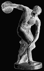 Griechischer Athlet beim Diskuswurf, Illustration aus 