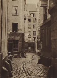 Rue des Trois-Cannettes im Jahr 1865, war am Standort des neuen Hôtel-Dieu