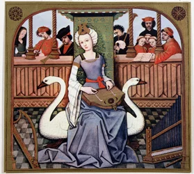 Leda und der Schwan - nach einer Buchmalerei aus dem 15. Jahrhundert