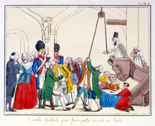 Die drei Stände Frankreichs nach einem Gemälde im Rathaus von Aix-en-Provence. Karikatur über die Ungleichheit der drei Stände nach der Revolution 1789.