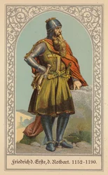 Friedrich Barbarossa, Heiliger Römischer Kaiser (Farblithografie)
