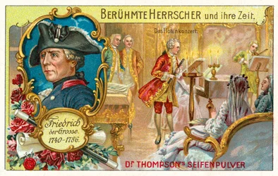 Friedrich der Große von Preußen und ein Flötenkonzert (Chromolithographie)