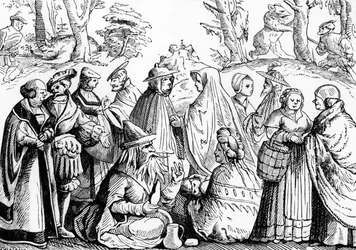 Zigeuner beim Wahrsagen, nach einem Holzschnitt in 