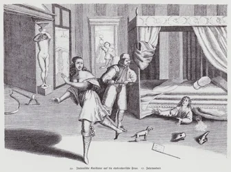 Italienische Karikatur über die ehebrecherische Frau