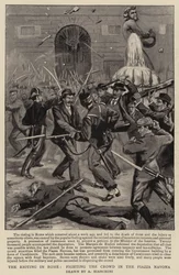 Die Unruhen in Rom, Kampf gegen die Menge auf der Piazza Navona