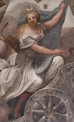 Diana auf einem Streitwagen