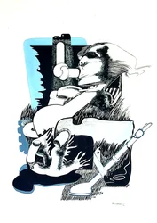 G. C. Riccardi, Proposta e Stop, 1974, Tinte auf Papier, 40x70, Italien.