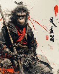 Dekoratives Manga-Poster & Wandkunstdrucke: Affen-Samurai-Manga