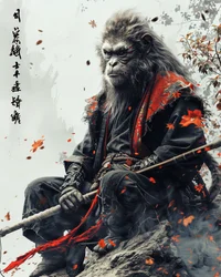 Samurai-Affen-Illustration