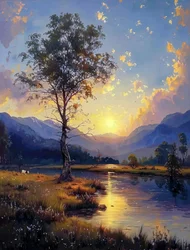 Schönheit des Sonnenuntergangs, der in die Nacht übergeht