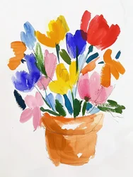 Bunte Aquarellblumen in einer Vase