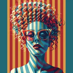 Blonde Frau mit großen Locken