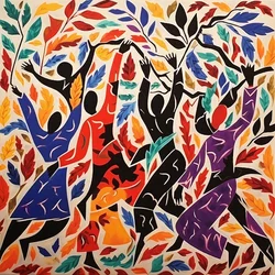 Tanz der Herbstblätter im Matisse Stil
