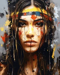 Abstraktes Porträt: Eine junge amerikanische Ureinwohnerin