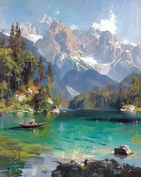 Panorama-Berg- und Seelandschaften